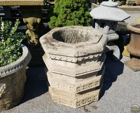 Antique Carved Stone Planters, 25" Tall Cover