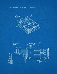 Microcomputer Controlled Game Patent Print Blueprint - Picture 1 of 3