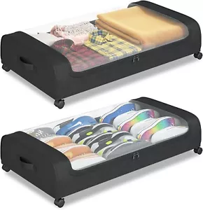 Lingusta Rolling Under Bed Storage with Wheels Storage Containers, Shoe Storage - Picture 1 of 6