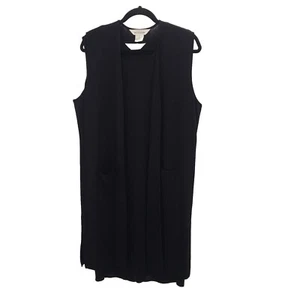 Exclusively Misook Black Knit Dress Duster Cardigan LARGE 2 Piece Sleeveless - Picture 1 of 14