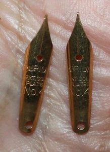 VINTAGE DURIUM NO 4 FOUNTAIN PEN NIB 14K GOLD PLATED LOT OF 2 NEW UNUSED - Picture 1 of 2