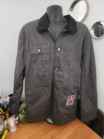 New Red Bull KTM Racing Team Canvas Coat Jacket Mens Large Gray Cover