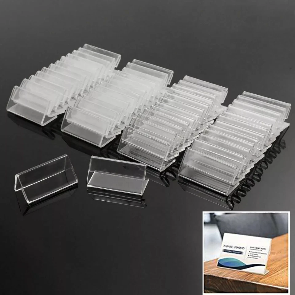 20PCS 4*2cm Acrylic Sign Display Holder Label Price Name Card Tag Shop Stands