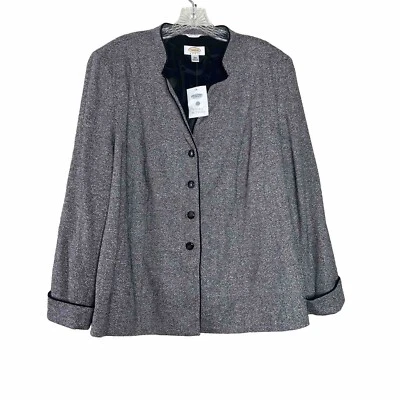 Chaqueta Blazer Talbots Mezcla Lana Tweed Carrera Academia Blanco y Negro Talla 18W Foto 1 de 4