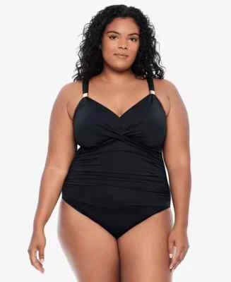 Nuevo con etiquetas Lauren Ralph Lauren Mujer Sobrepelliz Una Pieza Negro Talla 22W $170 9B697 Foto 1 de 3