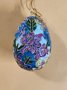 Kurt S Adler Floral print cloisonne egg Christmas ornament Celebrating 60 Years - Picture 1 of 13