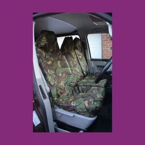 Green DPM Camo Universal Waterproof Single Double Seat Covers for Medium Van - Picture 1 of 2