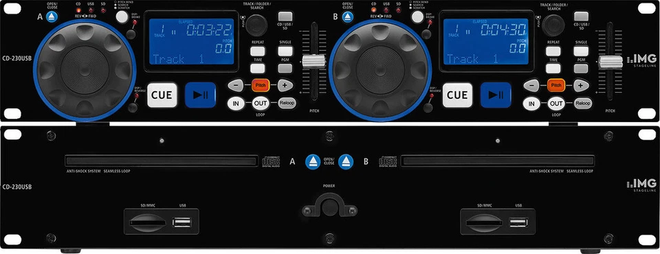 IMG Stageline CD-230USB - DJ-Dual-CD- und MP3-Spieler mit USB2.0, SD/MMC-Card - Bild 1 von 1