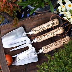 Personalised Garden Tool Set Retirement Gift with any message hand engraved - Picture 1 of 6