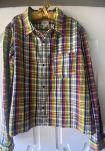 NEW NWT Urban Outfitters BDG Cropped Flannel Collared Button Down Shirt Mens XL - Picture 1 of 8