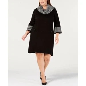 NWT Black Cowl Neck Sweater Dress Plus Size 2X Holiday Career Office Preppy - Picture 1 of 9