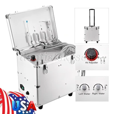 Portable Mobile Dental Delivery Unit with Suction Syringe and Compressor USA UPS