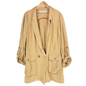 FREE PEOPLE Charly Lightweight Boho Blazer in Dirty Chai Tan Size XL - Picture 1 of 10
