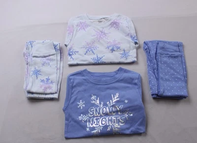 Acogedor conjunto de pijama de 4 piezas estampado copo de nieve Carter's para niña WR4 azul talla 7 nuevo con etiquetas Foto 1 de 4