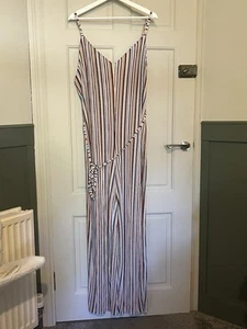River Island Multicoloured Striped, Strappy Jumpsuit Size 18 - Picture 1 of 2
