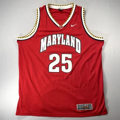Camiseta deportiva de baloncesto Nike Elite Maryland Terrapins #25 NCAA XXL roja proyectada Foto 1 de 4