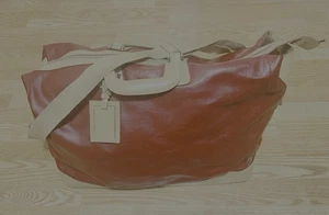 Arcadia 100% Genuine Patent Leather LARGE Weekender Duffel Bag RED 20”X14”X10” - Picture 1 of 17