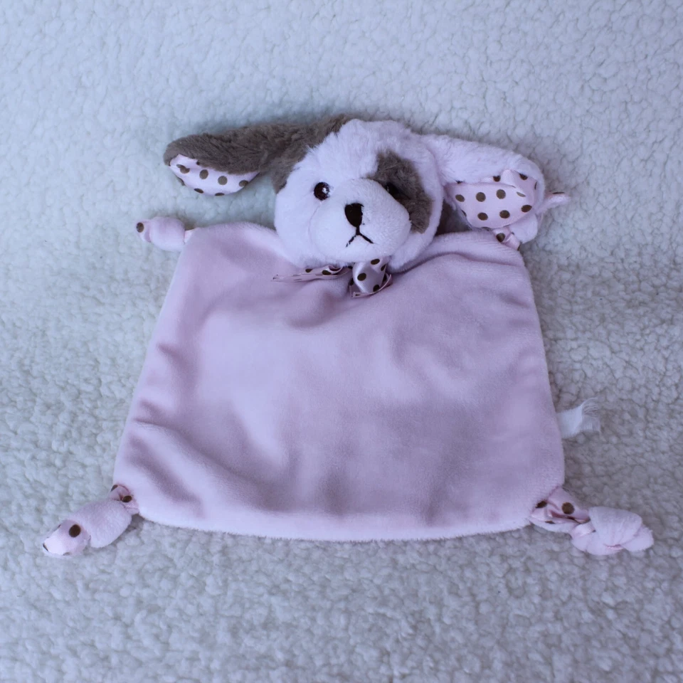 MANTA DE SEGURIDAD LOVEY PUPPY perro Bearington rosa felpa 6,5" x 6,5" Wee Wiggles Foto 1 de 4