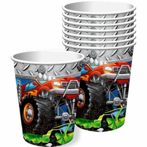 Monster Truck Rally Cups (8) - Birthday Party Supplies - Picture 1 of 2