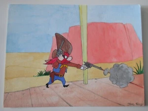 Tom Ray "Yosemite Sam" Original Mixed Media Drawing on Heavy Paper, Signed - Picture 1 of 3
