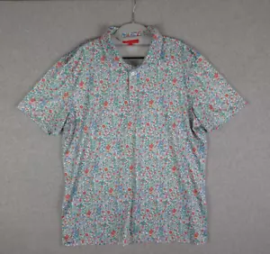 Redvanly Polo Mens Large Blue Floral Performance Golf Athleisure Casual Preppy - Picture 1 of 7