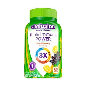 Vitafusion Triple Immune POWER (Elderberry, Prebiotic, Zinc, Vit D), 60 Gummies - Picture 1 of 12
