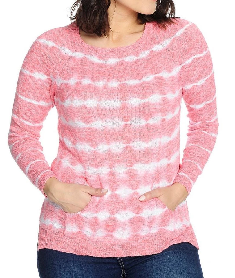 NUEVO OSO Informal Tejido Tie-Dye Manga Raglán Canguro Bolsillo Cuello Redondo Suéter - S Foto 1 de 1