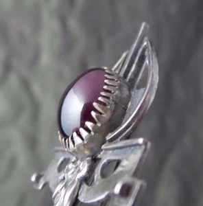 Great Large Antique European Art Nouveau Sterling Silver Garnet Brooch - Picture 1 of 11