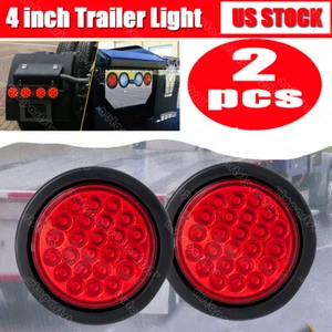 2x 4 Inch Round LED Trailer Lights Brake Turn Signal Tail Lamp for Boat Truck RV - Picture 1 of 18