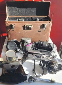 Konica Autoreflex T 35 mm Camera, Luggage Style Case, 4 Lenses, Untested - Picture 1 of 24