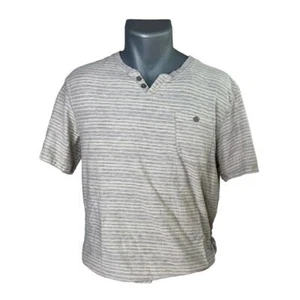 Henley de manga corta gris y crema Copper & Oak Supply Company para hombre talla grande - Imagen 1 de 7