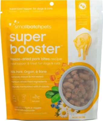 SMALLBATCHPETS 7oz Smallbatch Pets Super Booster Freeze Dried Pork Bites Meal Topper/Treat