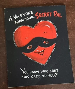 Vintage 1949 Valloween Masked Heart Valentine Card Hallmark Halloween Spooky - Picture 1 of 8