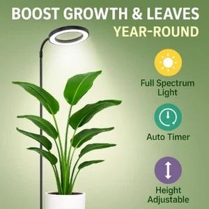 Grow Light for Indoor Plants Full Spectrum 80 LED Adjustable Timer Stand Lamp - Picture 1 of 8