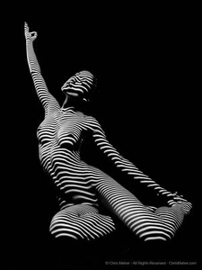 9973-DJA sitzendes Yoga Stretch Zebra Frau schöne weibliche Form signiert Maher - Bild 1 von 1