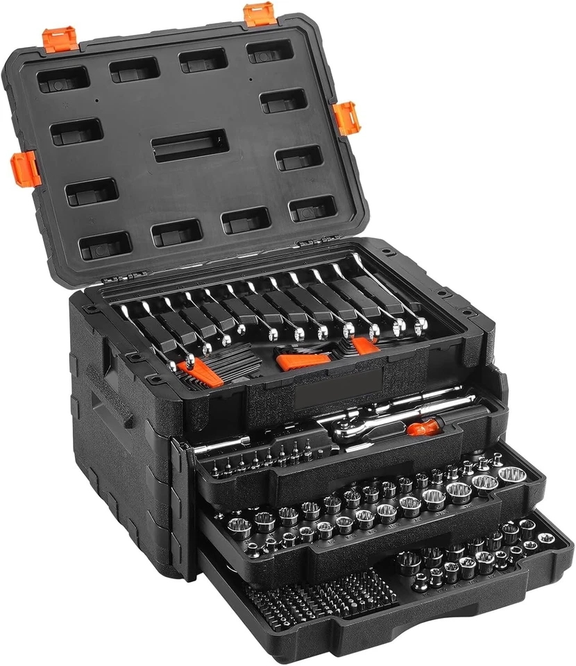 450pcs Mechanics Tool Set and Socket Set 1/4in 3/8in 1/2 in Drive Sockets VEVOR