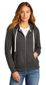 NEW District Women's Small Re-Fleece Full-Zip Charcoal Gray Hoodie DT8103 - Picture 1 of 6