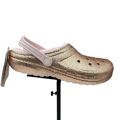 Zuecos Crocs Jóvenes Niñas Sin Cordones Forrados Talla 6 (J6) Dorado Brillo Imitación Piel Difusa Cálidos Foto 1 de 4