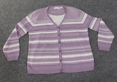 Alfred Dunner Sweater Large purple cardigan acrylic shoulder pads knit - Image 1 of 4