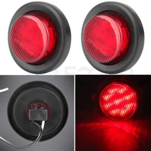 2X Red 2'' 9 LED Round Truck Trailer Side Marker Clearance Light + Grommet 12V - Picture 1 of 12