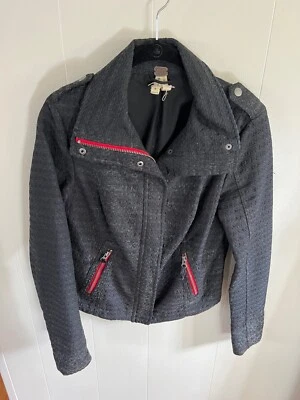 Free People We The Free Womens 4 Moto Jacket Cheetah Print Black Red Accent - Image 1 of 4