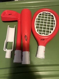 Nintendo Wii Red NERF Sports Pack Golf Club Tennis Racket Baseball Bat - Picture 1 of 4
