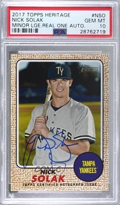 2017 Topps Heritage Minor League Edition Real One Nick Solak PSA 10 GEM MT Auto