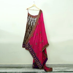 New Heavy Pure Georgette Silk Hand Embroidered Designer Sabyasachi Lehenga Set - Picture 1 of 24