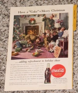 December 1944 Coca Cola Have A "Coke" = Merry Christmas Gathering Opening Gifts - Picture 1 of 1