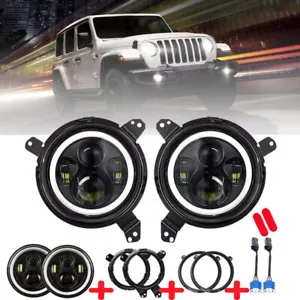 2X 7inch Amber LED Headlight Hi/Lo Beam+Brackets For Jeep Gladiator JT 2019-2024 - Picture 1 of 12
