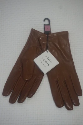John Lewis Fleece Lined Women's Leather Gloves - TAN - L - Image 1 of 4