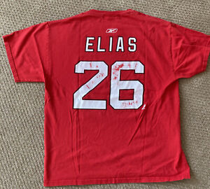 Men’s New Jersey Devils Patrik Elias Name And Number Red Reebok Tee Shirt Large