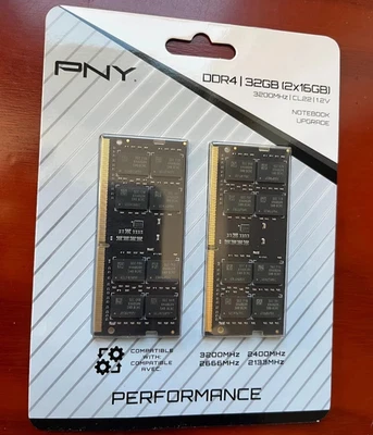 **NEW SEALED** PNY 32GB Performance DDR4 3200 MHz SO-DIMM Memory Kit (2 x 16GB) - Image 1 of 2