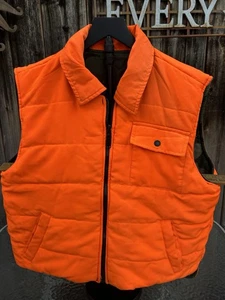 Blaze Orange Hunting Vest Reversible Camo Large Full Zip W/Shell Loops - Picture 1 of 24